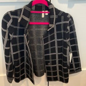 Anthropologie Black and White Plaid Sweater
